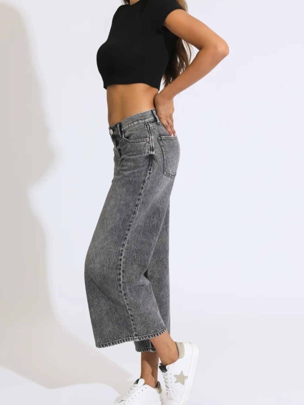 Rewash High-Waist Wide Leg Jeans - Black Wash Sz 5